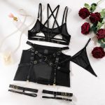 Lenjerie sexy cu hamuri si plasa FITINT 4 piese harness 2025 18