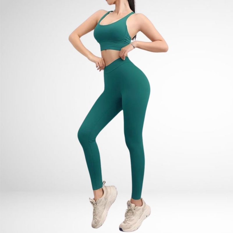 Colanți sport damă push-up talie în V Verde – FITINT 451 2025 2