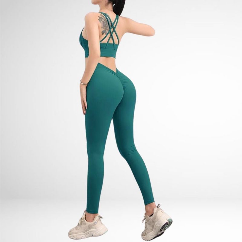 Colanți sport damă push-up talie în V Verde – FITINT 451 2025 3