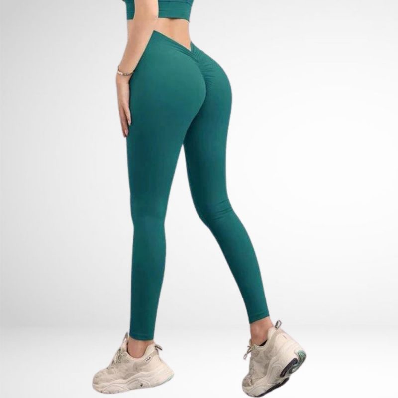 Colanți sport damă push-up talie în V Verde – FITINT 451 2025 4