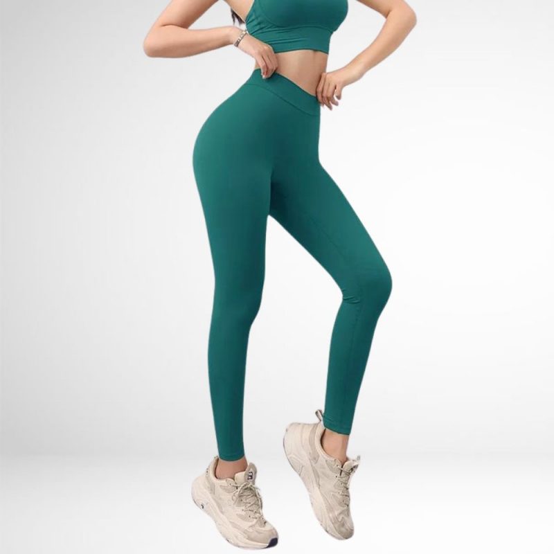 Colanți sport damă push-up talie în V Verde – FITINT 451 2025 6