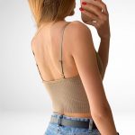 Bustieră sport damă material elastic Maro – FITINT 245 2025 9