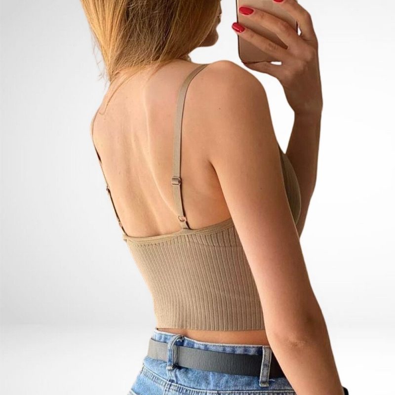 Bustieră sport damă material elastic Maro – FITINT 245 2025 3
