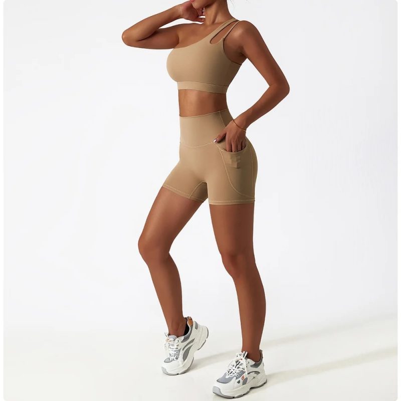 Bustieră sport damă push-up material elastic Maro – FITINT 077 2025 3