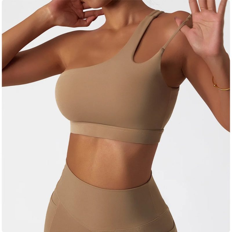 Bustieră sport damă push-up material elastic Maro – FITINT 077 2025 4