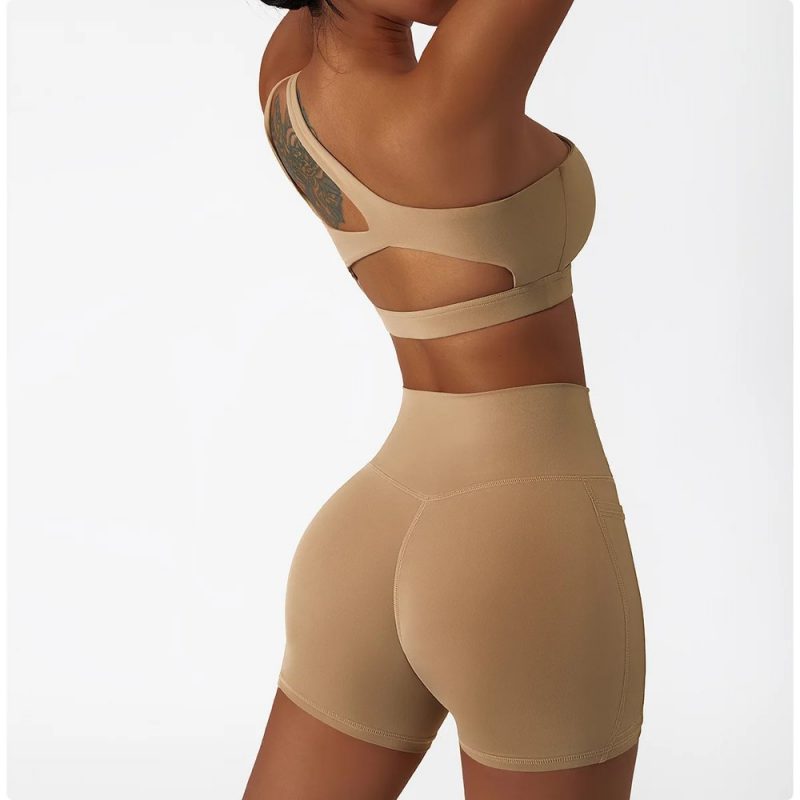 Bustieră sport damă push-up material elastic Maro – FITINT 077 2025 5