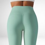 Colanți sport damă fără cusături talie înaltă Verde – FITINT 123 2025 9