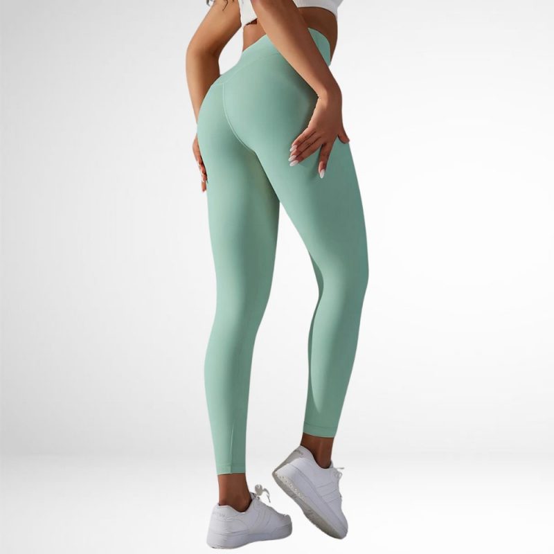 Colanți sport damă fără cusături talie înaltă Verde – FITINT 123 2025 5