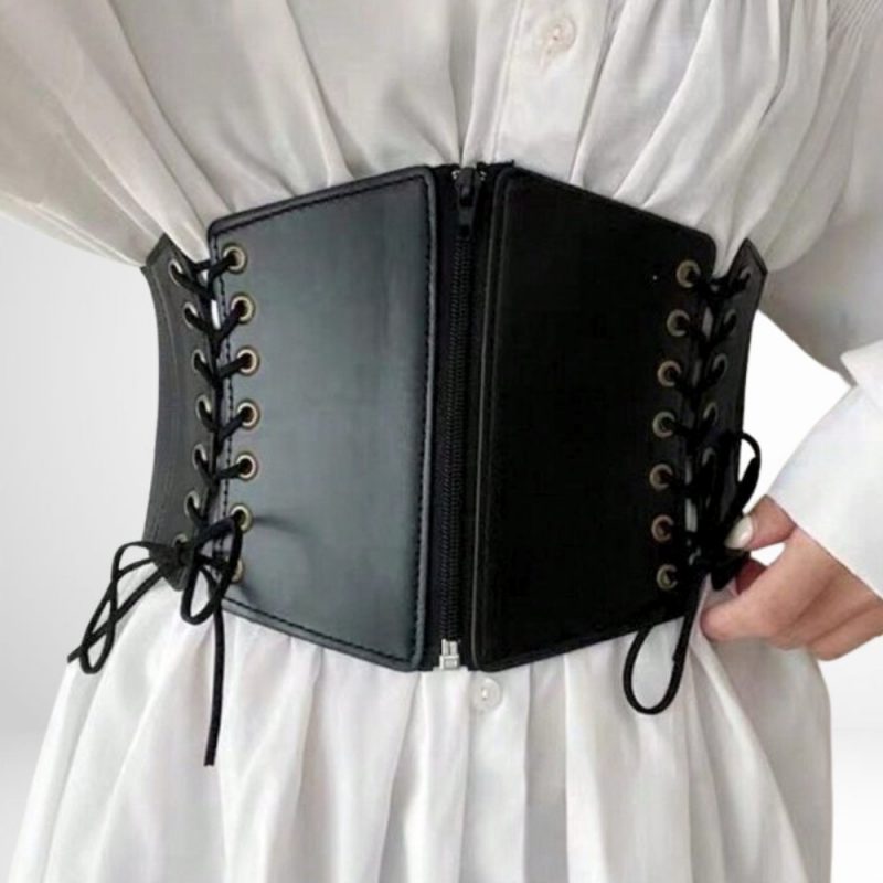 Curea tip centura ajustabila, lata FITINT corset cu fermoar Negru 2025 4
