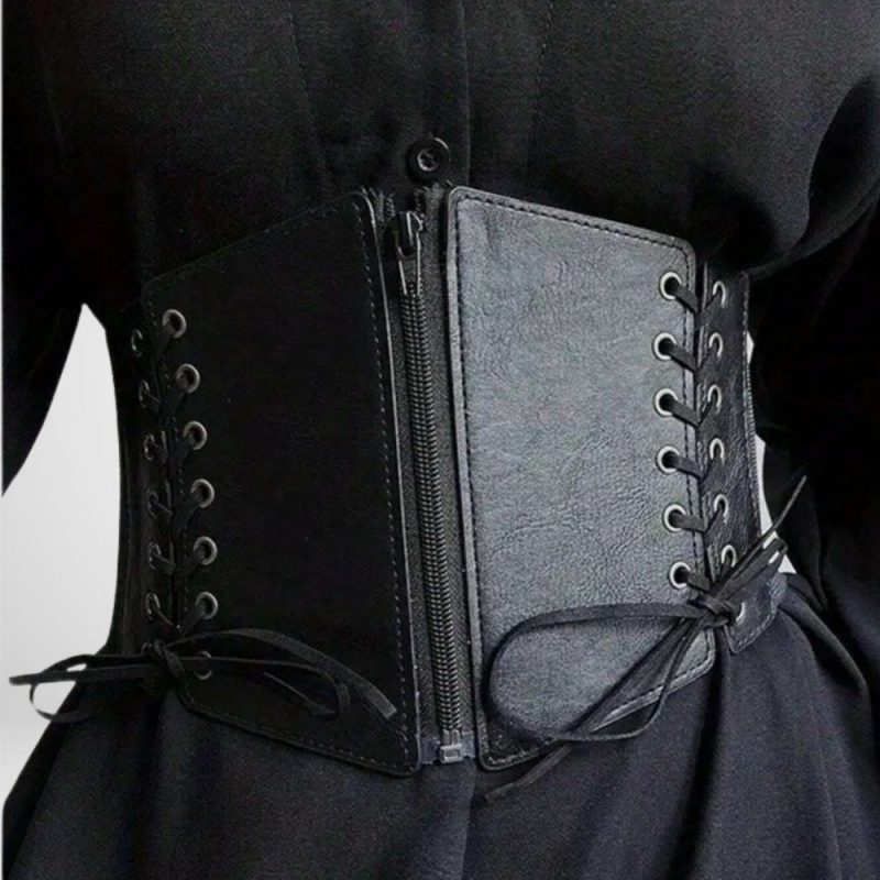 Curea tip centura ajustabila, lata FITINT corset cu fermoar Negru 2025 5