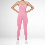 Salopetă fitness damă fără cusături push-up Roz – FITINT 400 2025 13
