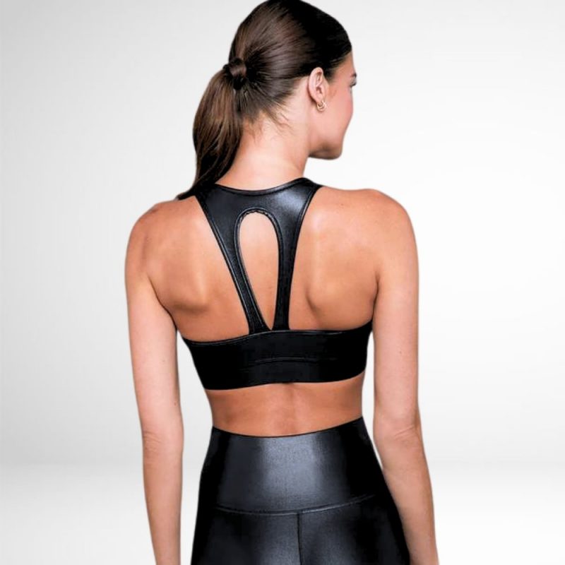 Set fitness lucios 2 piese FITINT Shiny cu push up Negru 2025 4
