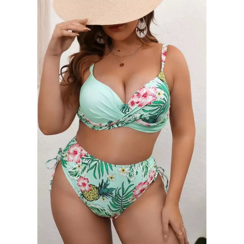 Costum de baie damă push-up talie înaltă 2 piese Verde – FITINT 122 2025 1