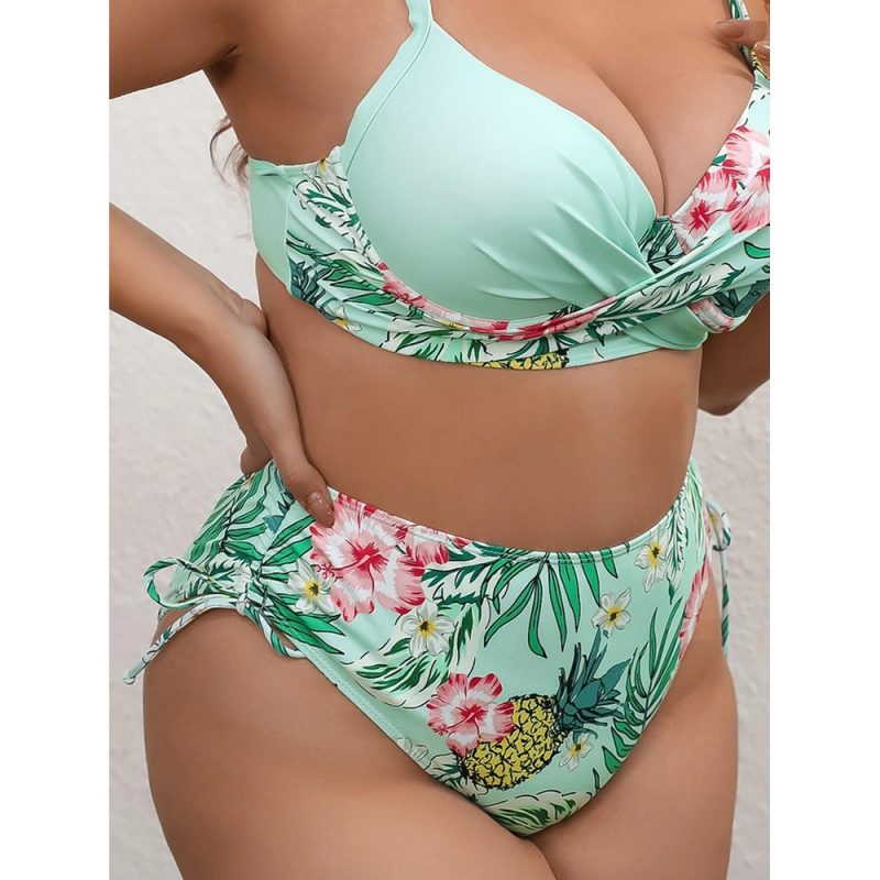 Costum de baie damă push-up talie înaltă 2 piese Verde – FITINT 122 2025 4