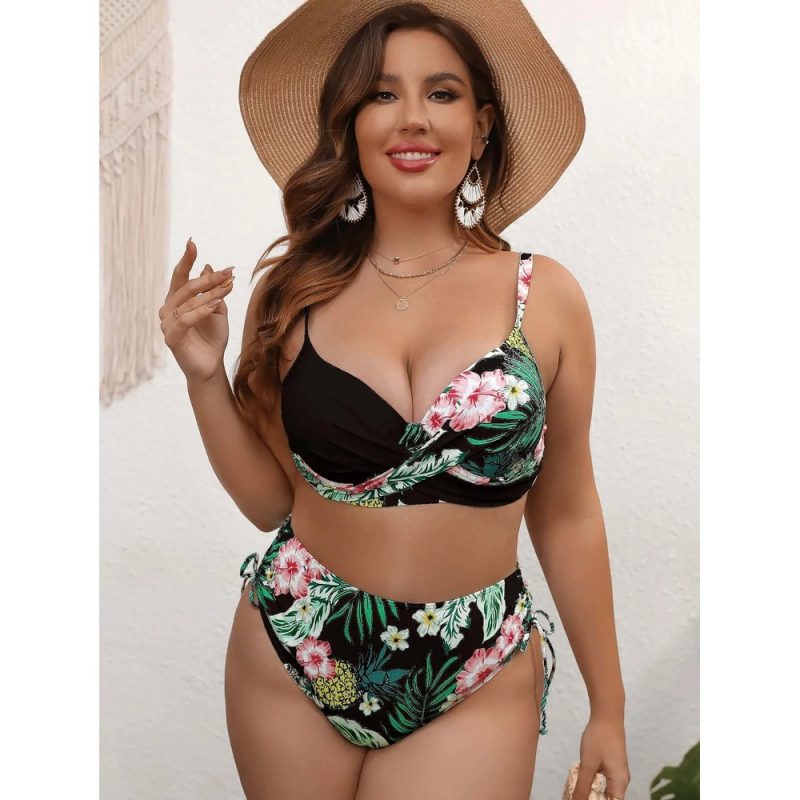 Costum de baie damă push-up talie înaltă 2 piese Negru – FITINT 141 2025 1