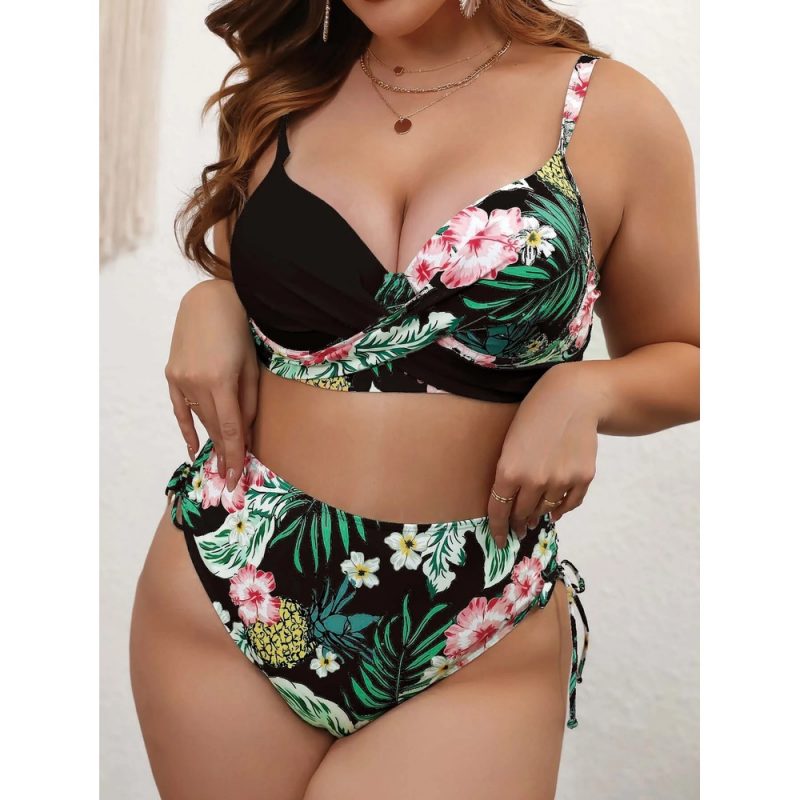 Costum de baie damă push-up talie înaltă 2 piese Negru – FITINT 141 2025 7