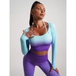 Compleu set fitness damă push-up talie înaltă Albastru – FITINT 477 2025 28
