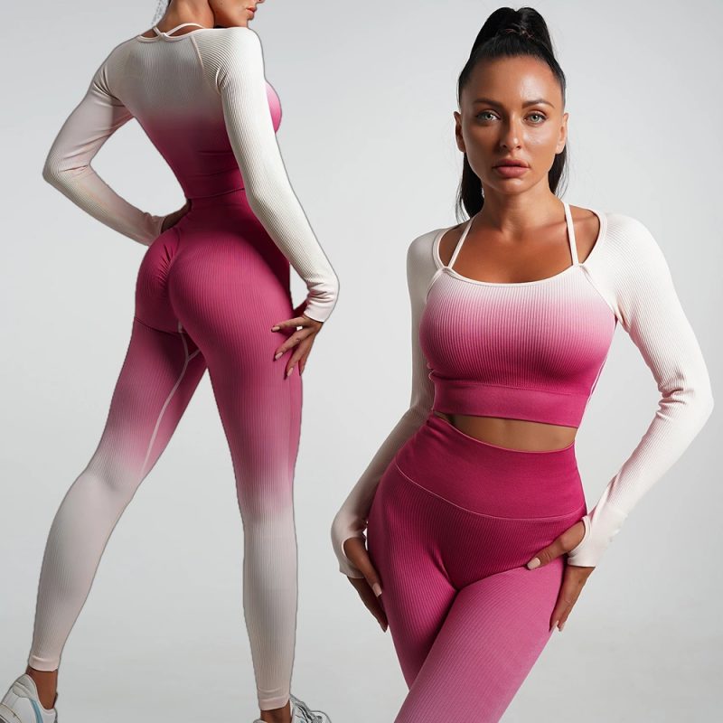 Compleu set fitness damă push-up talie înaltă Roz – FITINT 478 2025 5