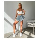 Blugi scurti evazati cu franjuri dama FITINT 480 2025 15