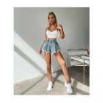Blugi scurti evazati cu franjuri dama FITINT 480 2025 17