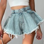 Blugi scurti evazati cu franjuri dama FITINT 480 2025 21