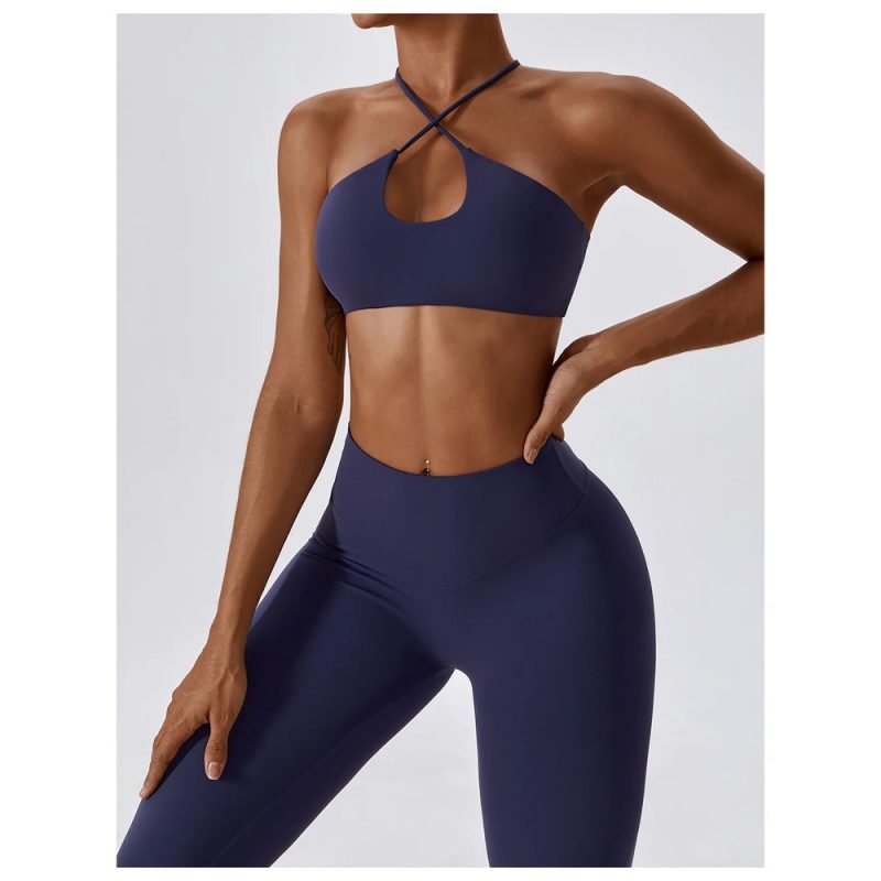 Bustieră sport damă material elastic Albastru – FITINT 461 2025 3