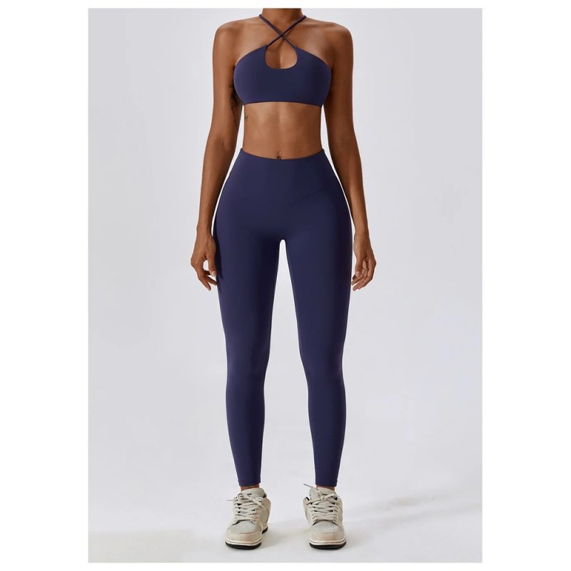 Bustieră sport damă material elastic Albastru – FITINT 461 2025 4