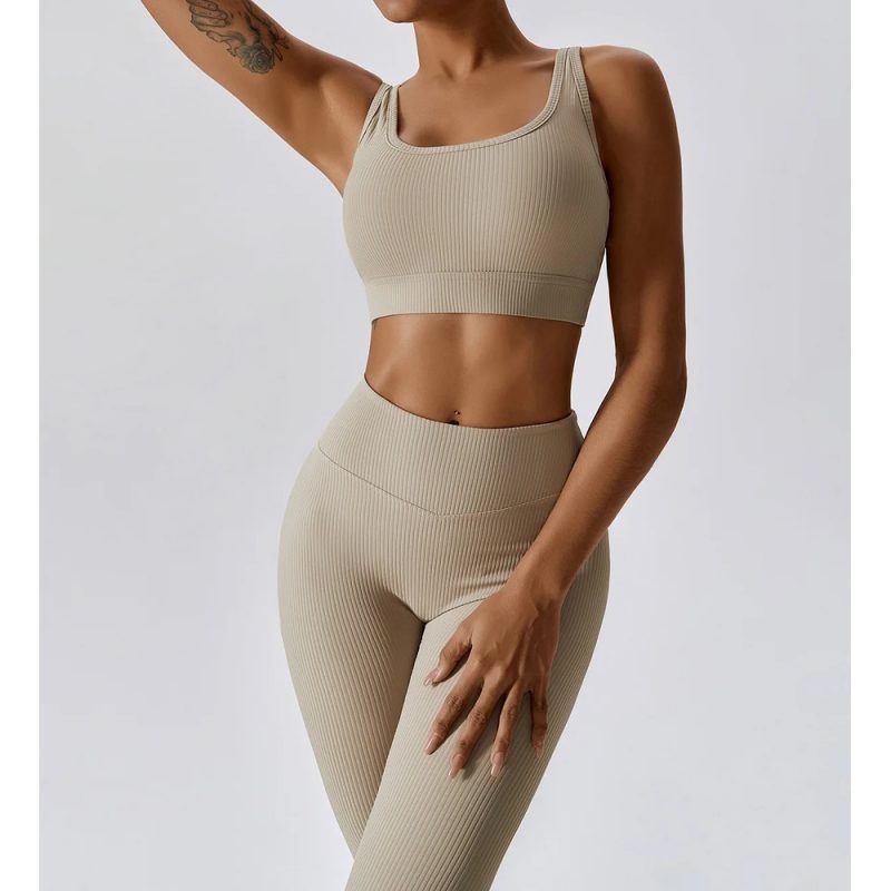 Colanți sport damă talie înaltă Bej – FITINT 467 2025 8