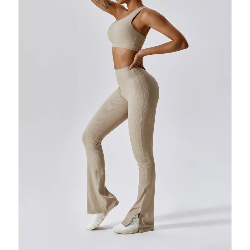 Colanți sport damă talie înaltă Bej – FITINT 467 2025 2