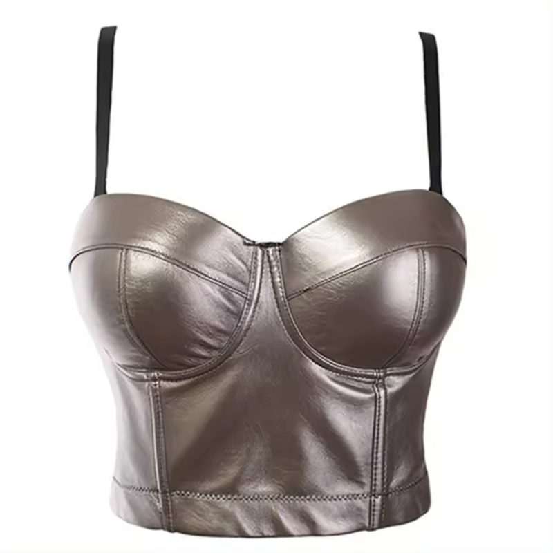 Corset cu push up din piele eco Sutien Argintiu FITINT 472 2025 1