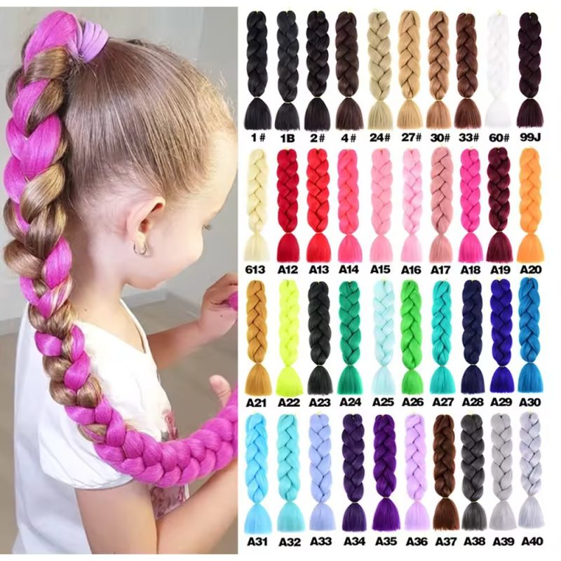 Extensii colorate de par o culoare pentru impletituri coada 486 2025 5