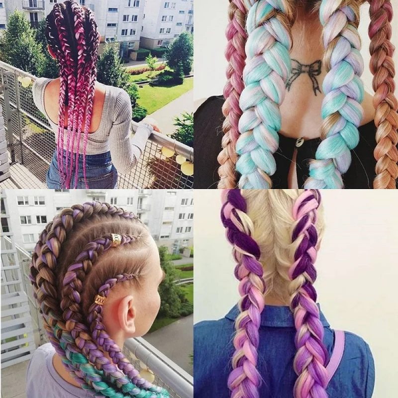Extensii colorate de par 2 culori pentru impletituri coada 487 2025 1