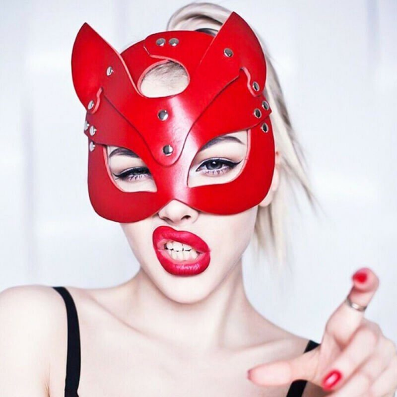 Masca din piele sexy Carnaval Party Cosplay Pisica Rosie FITINT 278 2025 1