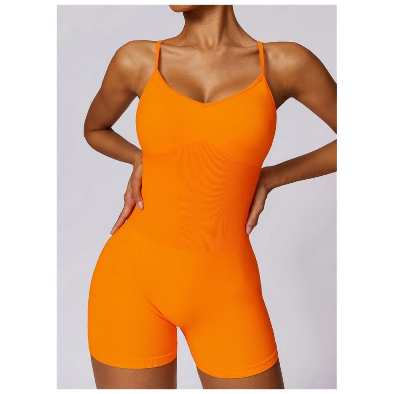 Salopetă fitness damă Portocaliu – FITINT 460 2025 2