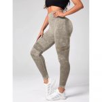 Colanți sport damă push-up talie înaltă Bej – FITINT 485 2025 9