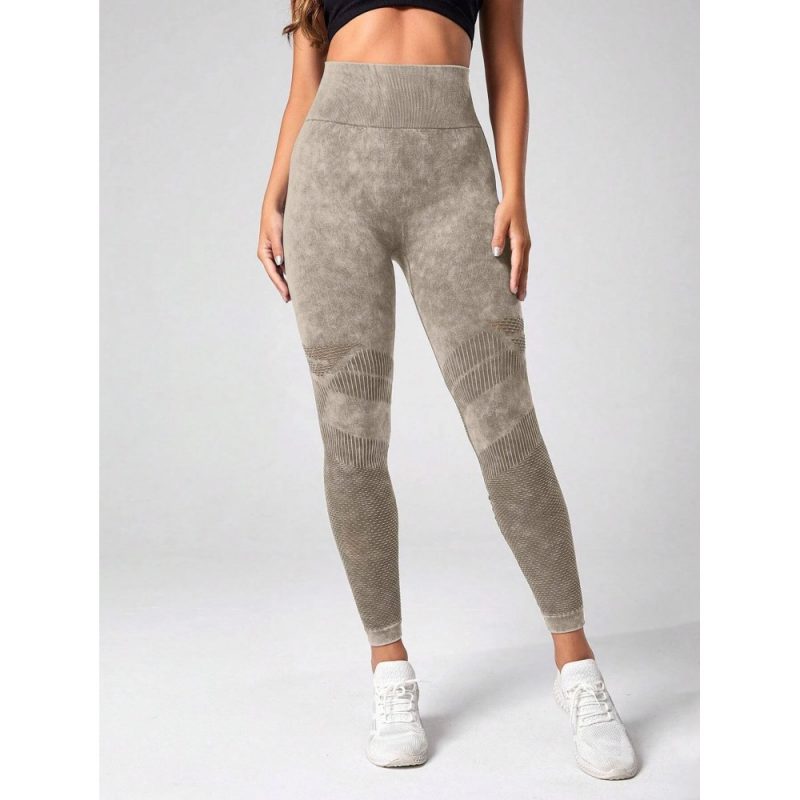 Colanți sport damă push-up talie înaltă Bej – FITINT 485 2025 3