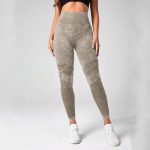 Colanți sport damă push-up talie înaltă Bej – FITINT 485 2025 7