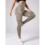 Colanți sport damă push-up talie înaltă Bej – FITINT 485 2025 15