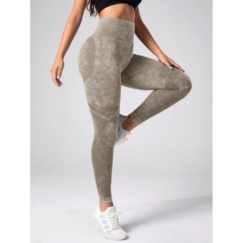Colanți sport damă push-up talie înaltă Bej – FITINT 485 2025 5