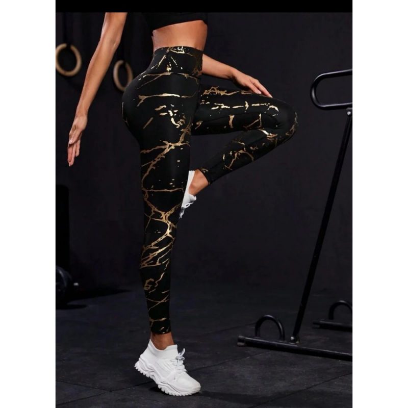 Colanți sport damă talie înaltă Auriu – FITINT 048 2025 3