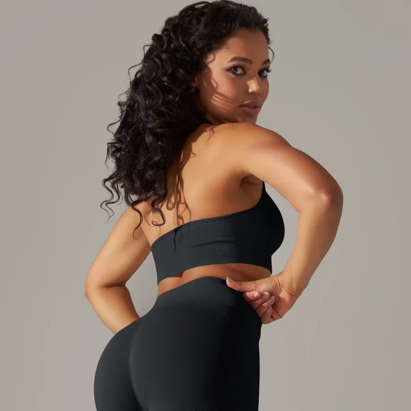 Bustieră sport damă material elastic Negru – FITINT 361 2025 7