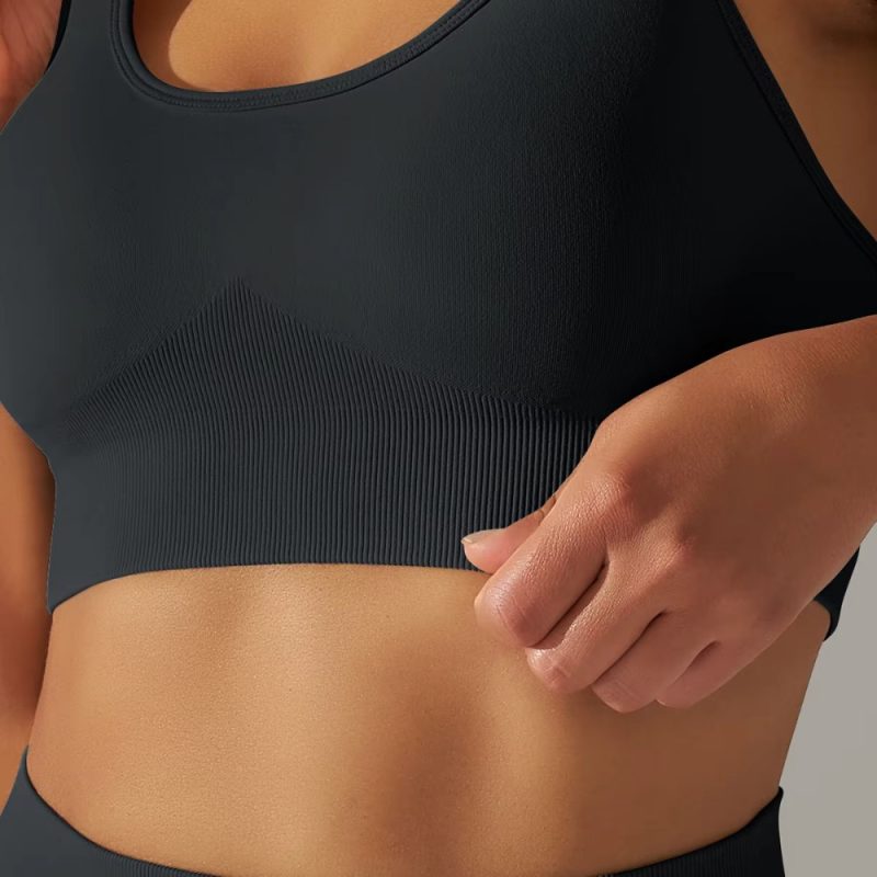 Bustieră sport damă material elastic Negru – FITINT 361 2025 5