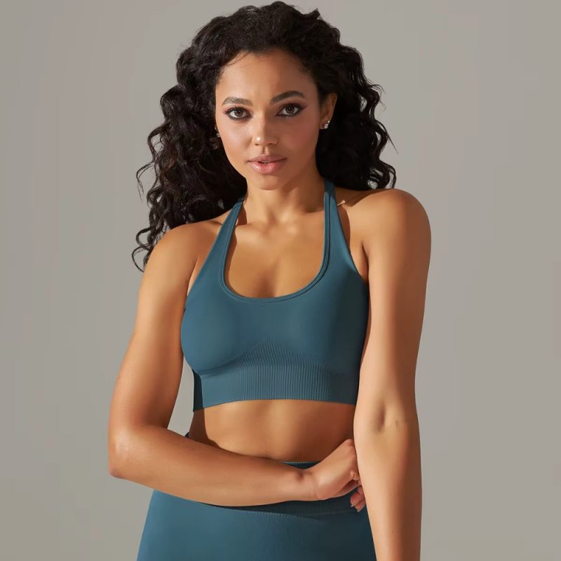 Bustieră sport damă material elastic Verde – FITINT 360 2025 4
