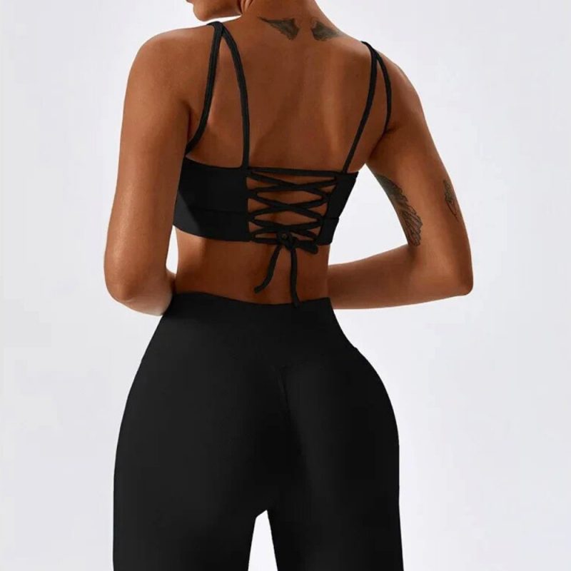 Bustieră sport damă material elastic Negru – FITINT 172 2025 4