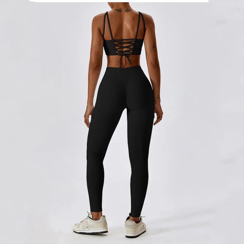 Bustieră sport damă material elastic Negru – FITINT 172 2025 1