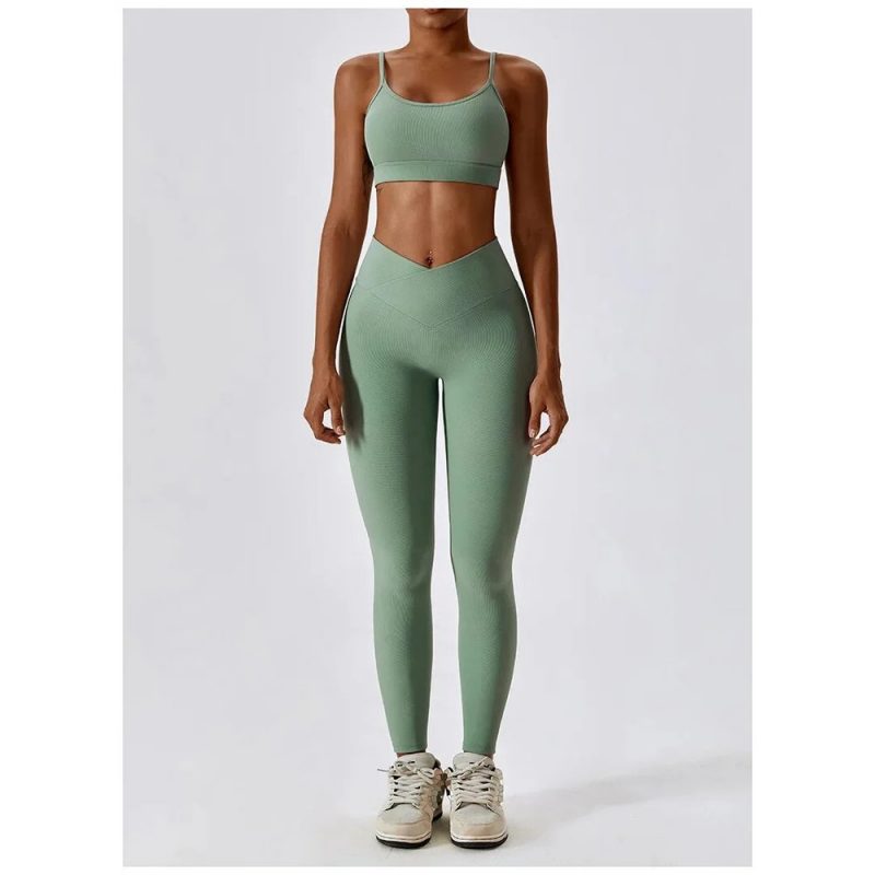 Bustieră sport damă material elastic Verde – FITINT 169 2025 4