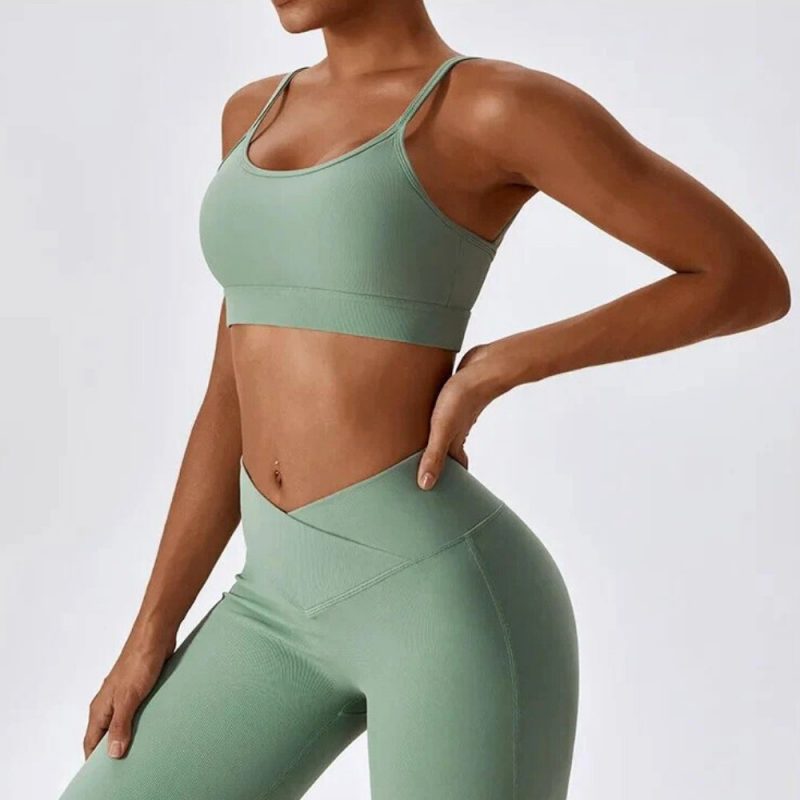Bustieră sport damă material elastic Verde – FITINT 169 2025 2