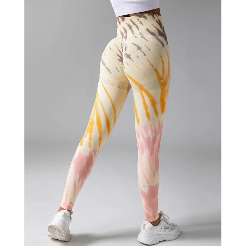 Colanți sport damă push-up talie înaltă Galben – FITINT 129 2025 3