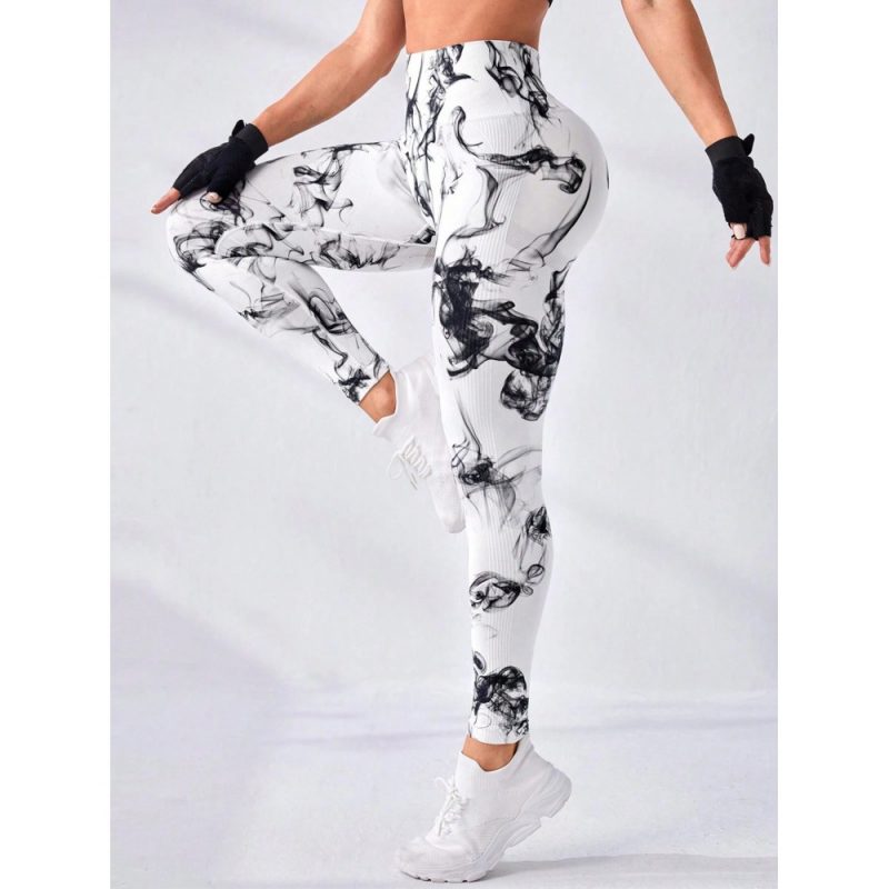 Colanți sport damă push-up talie înaltă Alb – FITINT 156 2025 4