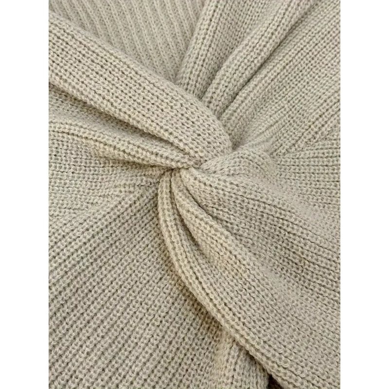 Pulover dama asimetric FITINT Mirren cu maneca lunga Bej 2025 4